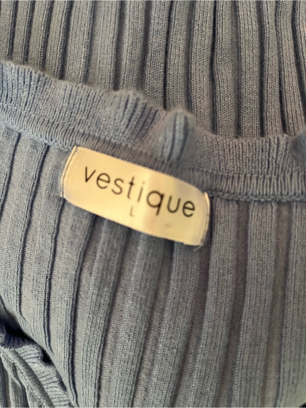 vestique Light Blue Ribbed Ruffle-Trim Button Front Top - Picture 10 of 10